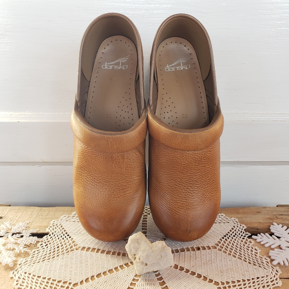 Dansko Pro Honey Clogs Burnished Distressed Pebble Leather Boho Cottage 8.5-9 - Picture 10 of 16